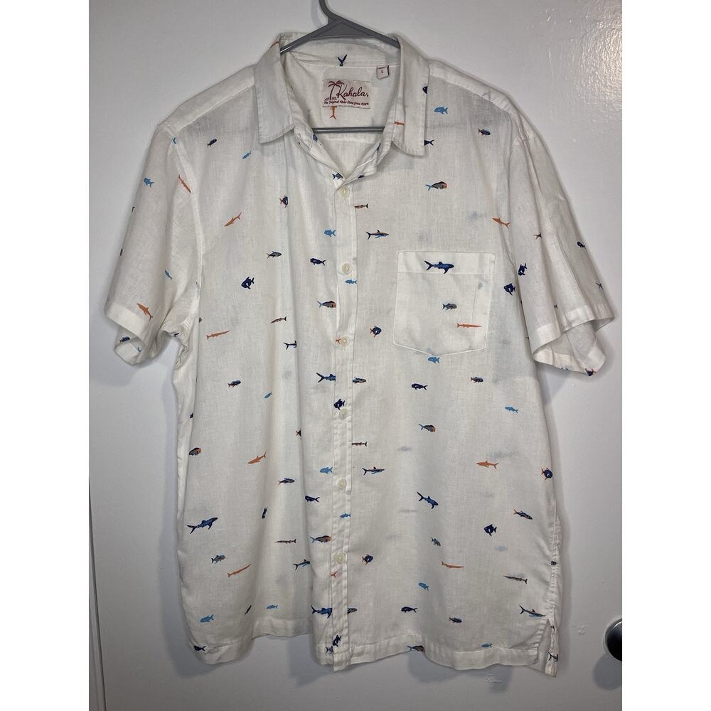 Kahala Men’s Shirt Size Large Vintage Tropical Linen Cotton